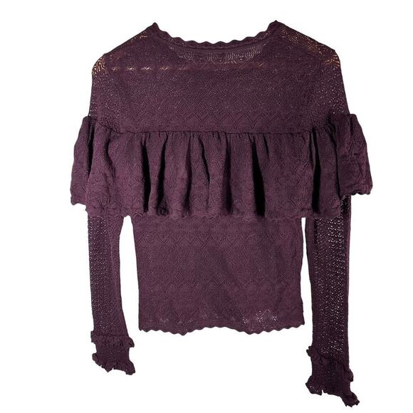 Ulla Johnson Augustina Wool Pointelle Knit Long Sleeve Top Size Large - Picture 2 of 14